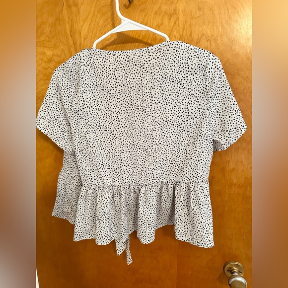 Dalmatian print knot front peplum blouse - Picture 2 of 2